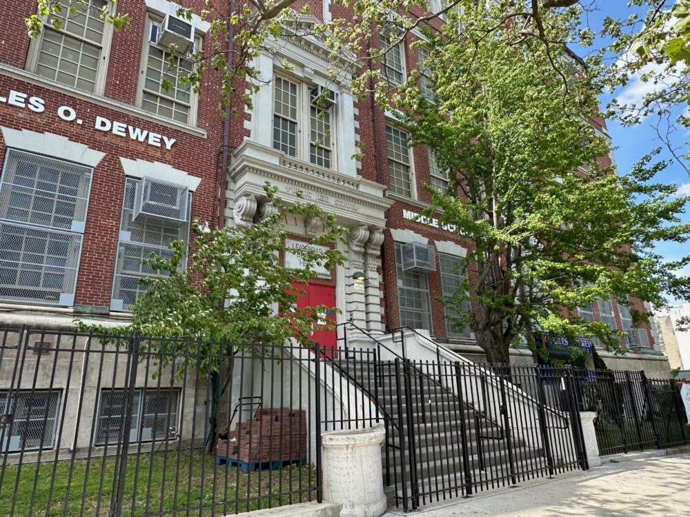 School in Sunset Park with main entrance up a flight of stairs.