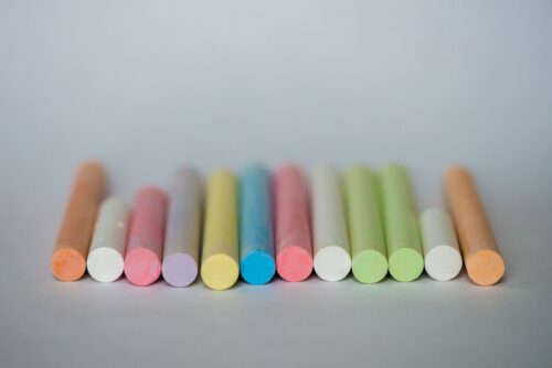 Row of colored chalk.