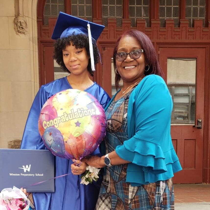 lillian and her mother at her high school graduation