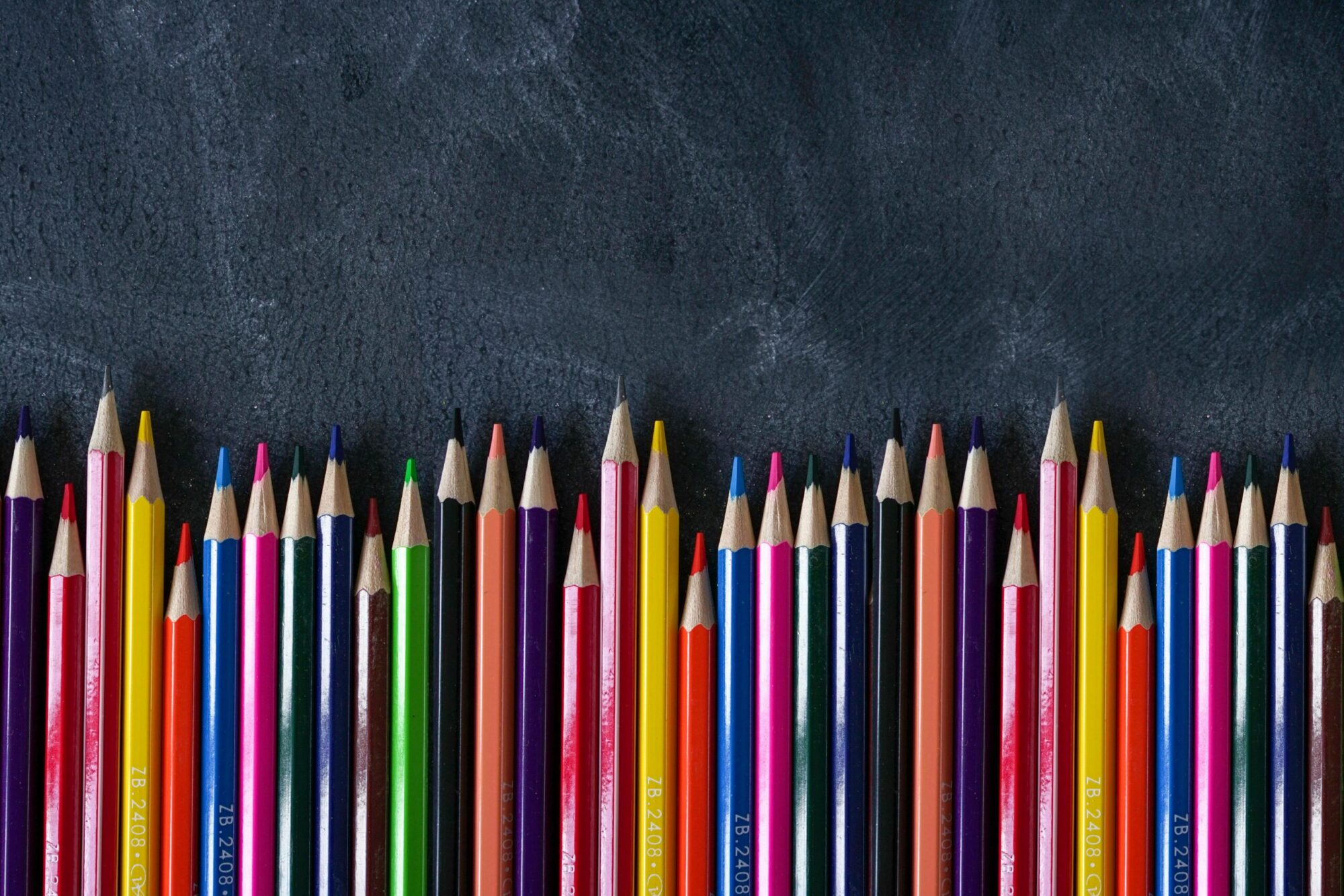 line of colored pencils