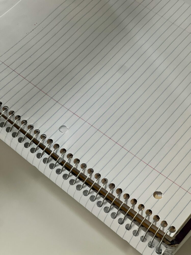 Open spiral-bound notebook